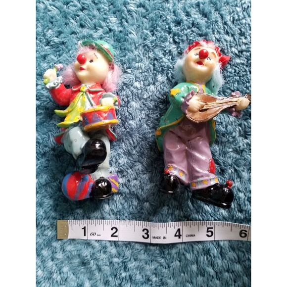 Set Of 2 Hobo Clowns With Lute And Drum Figurines - Picture 8 of 8